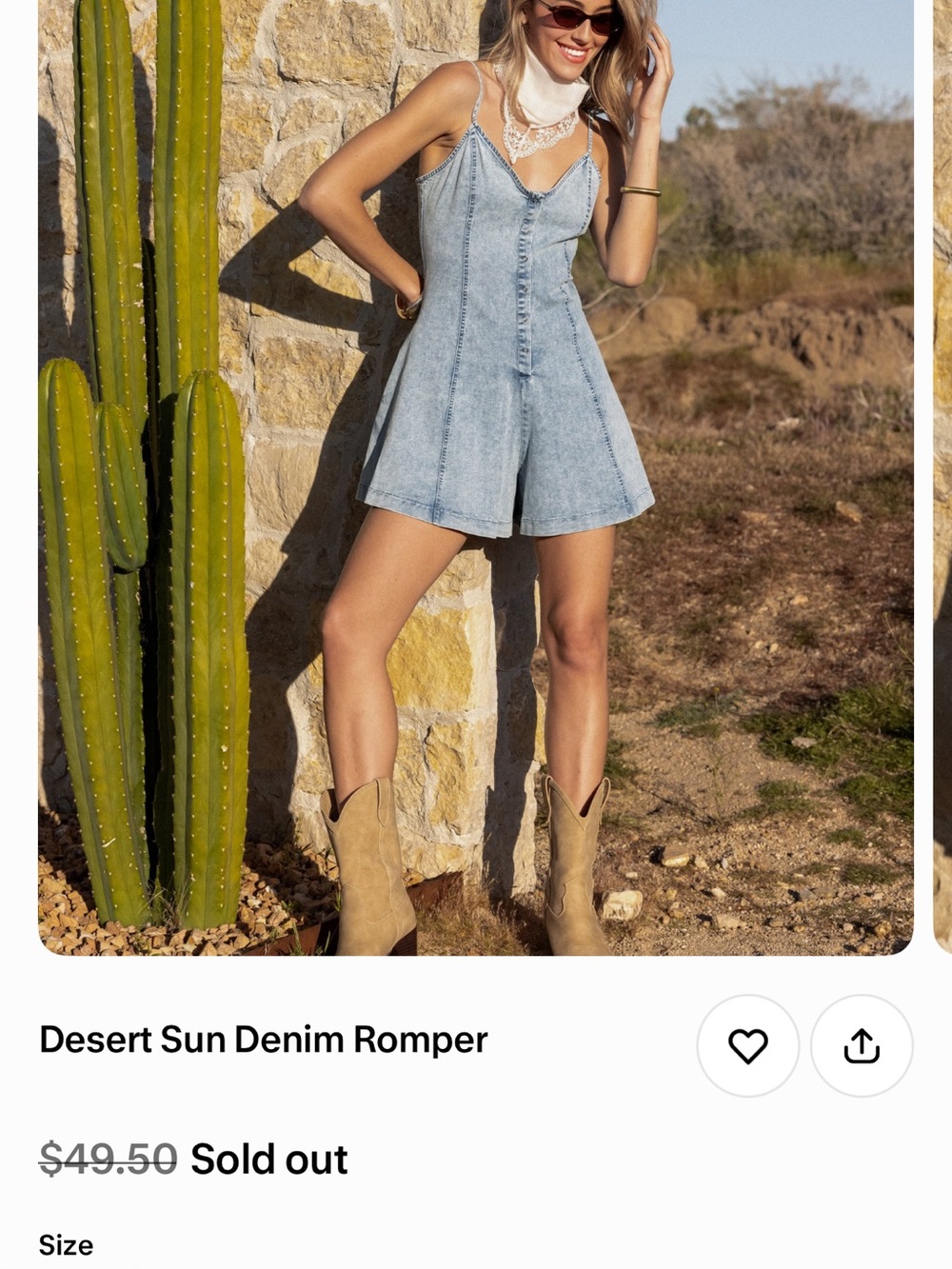 Desert Sun Denim Romper Shorts - Light Blue